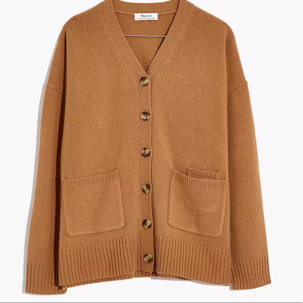 Madewell (Re)sourced Cashmere Ex-Boyfriend Cardigan Sweater Honey Chestnut - Picture 6 of 6